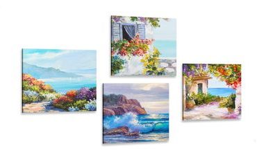 CANVAS PRINT SET SEASCAPE IN THE IMITATION OF A PAINTING - SET OF PICTURES - PICTURES