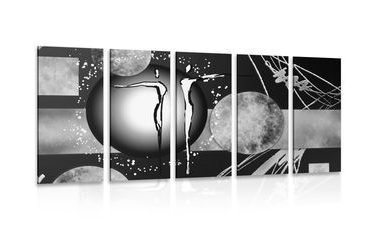 5-PIECE CANVAS PRINT ETHNO COUPLE IN LOVE IN BLACK AND WHITE - BLACK AND WHITE PICTURES - PICTURES