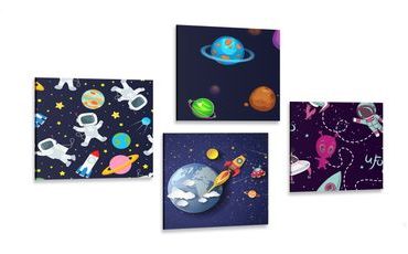 CANVAS PRINT SET SPACE WORLD - SET OF PICTURES - PICTURES