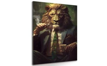 CANVAS PRINT ANIMAL GANGSTER LION - PICTURES OF ANIMAL GANGSTERS - PICTURES