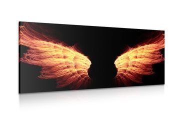 CANVAS PRINT FIERY ANGEL WINGS - PICTURES OF ANGELS - PICTURES