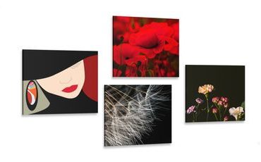 CANVAS PRINT SET ELEGANT WOMAN IN AN INTERESTING STYLE - SET OF PICTURES - PICTURES