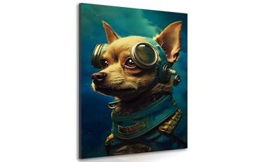 CANVAS PRINT BLUE-GOLD DOG - PICTURES LORDS OF THE ANIMAL KINGDOM - PICTURES