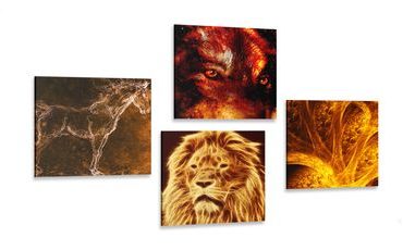 CANVAS PRINT SET ABSTRACT ANIMALS - SET OF PICTURES - PICTURES