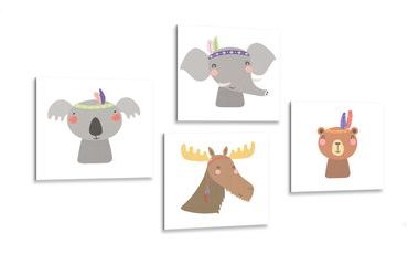 CANVAS PRINT SET CUTE ANIMALS - SET OF PICTURES - PICTURES