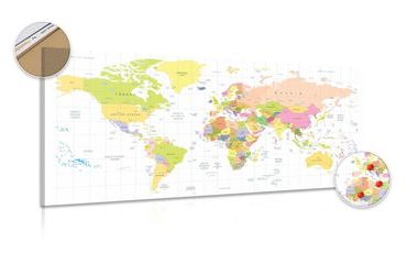 DECORATIVE PINBOARD MAP ON A WHITE BACKGROUND - PICTURES ON CORK - PICTURES