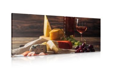 CANVAS PRINT CHEESE VARIATIONS ON A BOARD - PICTURES OF FOOD AND DRINKS - PICTURES