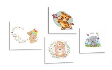 CANVAS PRINT SET ANIMALS FOR CHILDREN - SET OF PICTURES - PICTURES