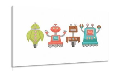 CANVAS PRINT FAMILY OF ROBOTS - CHILDRENS PICTURES - PICTURES