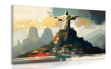 CANVAS PRINT STATUE OF JESUS IN RIO DE JANEIRO - PICTURES MOUNTAINS - PICTURES