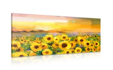 CANVAS PRINT SUNFLOWER FIELD - PICTURES FLOWERS - PICTURES