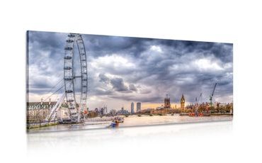 CANVAS PRINT LONDON EYE AND A VIEW OF LONDON - PICTURES OF CITIES - PICTURES