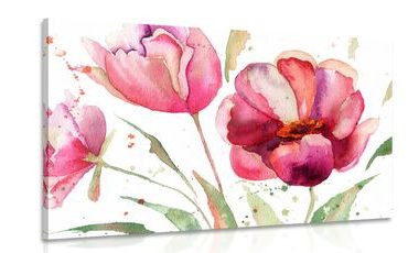 CANVAS PRINT BEAUTIFUL TULIPS IN AN INTERESTING DESIGN - PICTURES FLOWERS - PICTURES