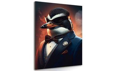 CANVAS PRINT ANIMAL GANGSTER PENGUIN - PICTURES OF ANIMAL GANGSTERS - PICTURES