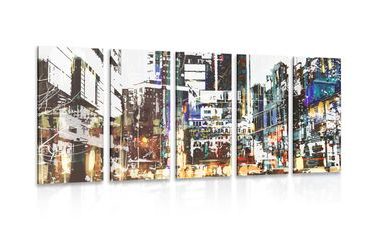 5-PIECE CANVAS PRINT ABSTRACT CITYSCAPE - PICTURES OF CITIES - PICTURES