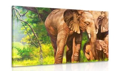 CANVAS PRINT ELEPHANT FAMILY - PICTURES OF ANIMALS - PICTURES