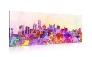 CANVAS PRINT NEW YORK CITY IN WATERCOLOR DESIGN - PICTURES OF CITIES - PICTURES