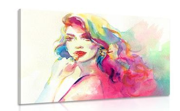 CANVAS PRINT WATERCOLOR FEMALE PORTRAIT - PICTURES OF WOMEN - PICTURES