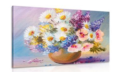 CANVAS PRINT OIL PAINTING OF SUMMER FLOWERS - PICTURES FLOWERS - PICTURES