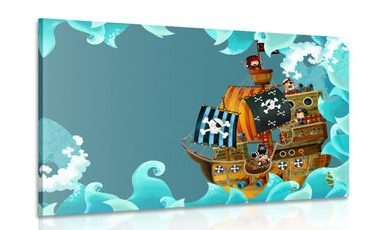 CANVAS PRINT PIRATE SHIP AT SEA - CHILDRENS PICTURES - PICTURES