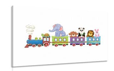 CANVAS PRINT TRAIN WITH ANIMALS - CHILDRENS PICTURES - PICTURES