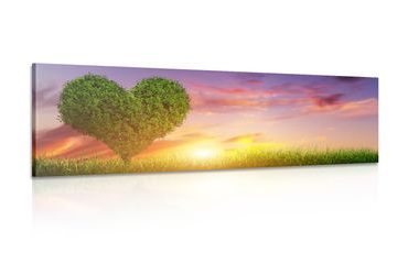 CANVAS PRINT HEART-SHAPED TREE IN A MEADOW - PICTURES LOVE - PICTURES