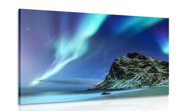 CANVAS PRINT NORTHERN LIGHTS IN NORWAY - PICTURES OF NATURE AND LANDSCAPE - PICTURES
