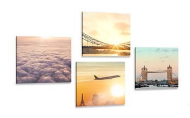 CANVAS PRINT SET RISING SUN OVER LONDON - SET OF PICTURES - PICTURES