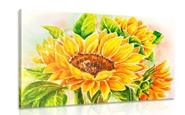 CANVAS PRINT BEAUTIFUL SUNFLOWER - PICTURES FLOWERS - PICTURES