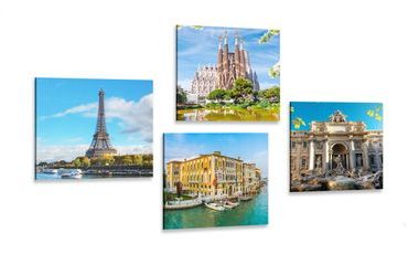 CANVAS PRINT SET HISTORICAL MONUMENTS IN BEAUTIFUL COLORS - SET OF PICTURES - PICTURES