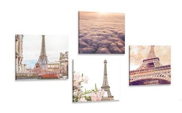 CANVAS PRINT SET EIFFEL TOWER IN PARIS - SET OF PICTURES - PICTURES