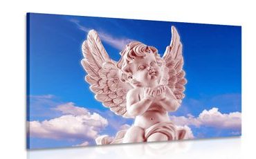 CANVAS PRINT PINK CARING ANGEL IN THE SKY - PICTURES OF ANGELS - PICTURES