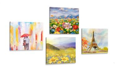 CANVAS PRINT SET ROMANTIC WALK - SET OF PICTURES - PICTURES