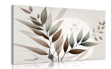 CANVAS PRINT MINIMALIST LEAVES IN BOHO DESIGN - PICTURES OF TREES AND LEAVES - PICTURES