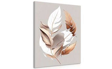 CANVAS PRINT MINIMALISTIC COPPER LEAVES - PICTURES OF TREES AND LEAVES - PICTURES