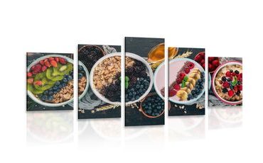 5-PIECE CANVAS PRINT TASTY MUESLI VARIATIONS - PICTURES OF FOOD AND DRINKS - PICTURES