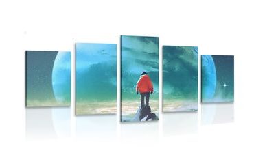 5-PIECE CANVAS PRINT MAN ON TOP OF A MOUNTAIN - PICTURES OF PEOPLE - PICTURES