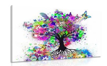 CANVAS PRINT FLORAL TREE FULL OF COLORS - ABSTRACT PICTURES - PICTURES