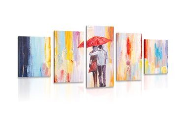 5-PIECE CANVAS PRINT WALK IN THE RAIN - PICTURES LOVE - PICTURES