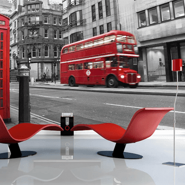 Fototapeta červený autobus a telefonní budka v Londýně