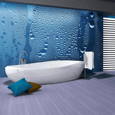 Modrá tapeta do kúpeľne kvapky vody dovido