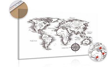 čiernobiely obraz na korku mapa sveta od Dovido