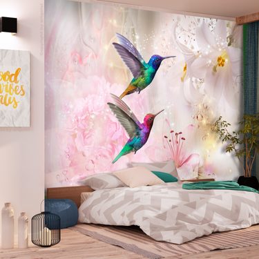 spálňa - samolepiaca tapeta s kolibríkmi 