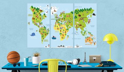 Obraz na korku mapa sveta pre deti 