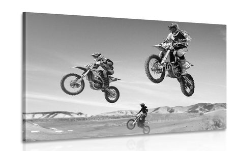 CANVAS PRINT FOR BIKERS IN BLACK AND WHITE - BLACK AND WHITE PICTURES - PICTURES