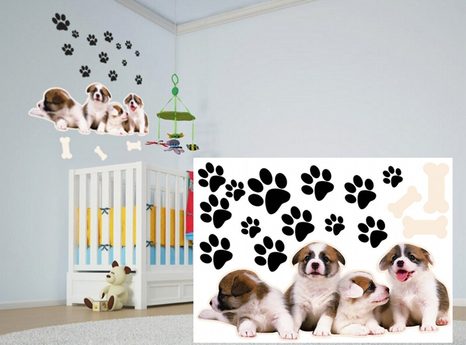 DECORATIVE WALL STICKERS PUPPIES - FOR CHILDREN - STICKERS