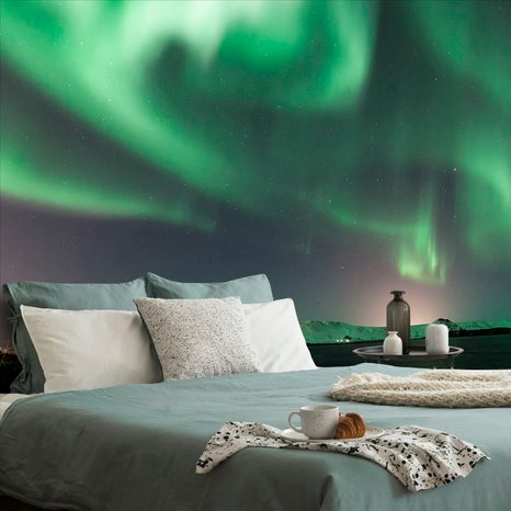 SELF ADHESIVE WALL MURAL UNUSUAL GREEN NORTHERN LIGHTS - SELF-ADHESIVE WALLPAPERS - WALLPAPERS