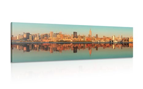 CANVAS PRINT WATER REFLECTION OF THE CHARMING NEW YORK CITY - PICTURES OF CITIES - PICTURES