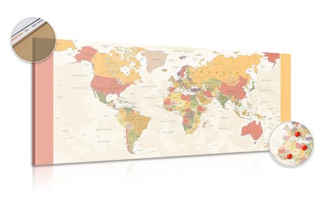 OBRAZ NA KORKU PODROBNÁ MAPA SVĚTA - OBRAZY NA KORKU - OBRAZY