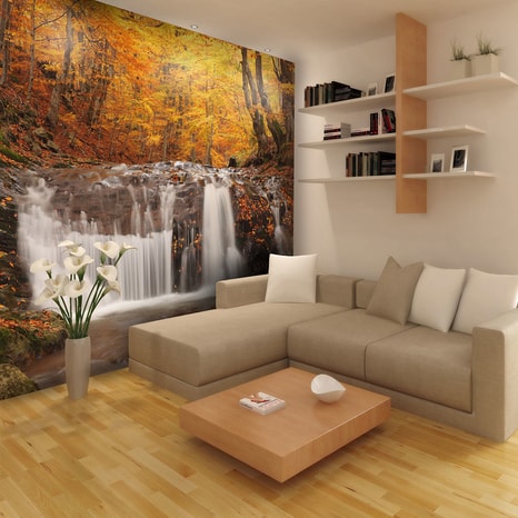 FOTOTAPETA - AUTUMN LANDSCAPE : WATERFALL IN FOREST - TAPETE NARAVA - TAPETE